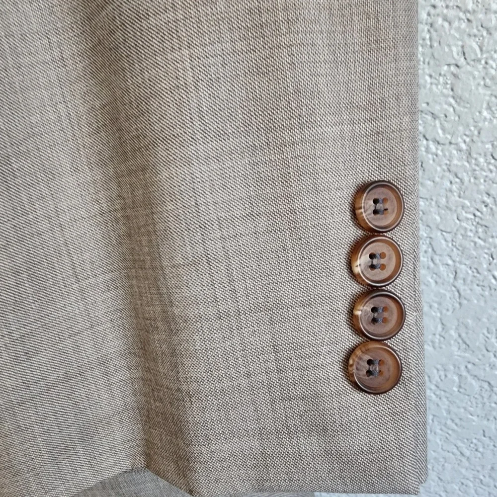 Ralph Lauren‎ Men's 44L Tan Beige Plaid Blazer Suit Jacket Sport Coat *Flaw
